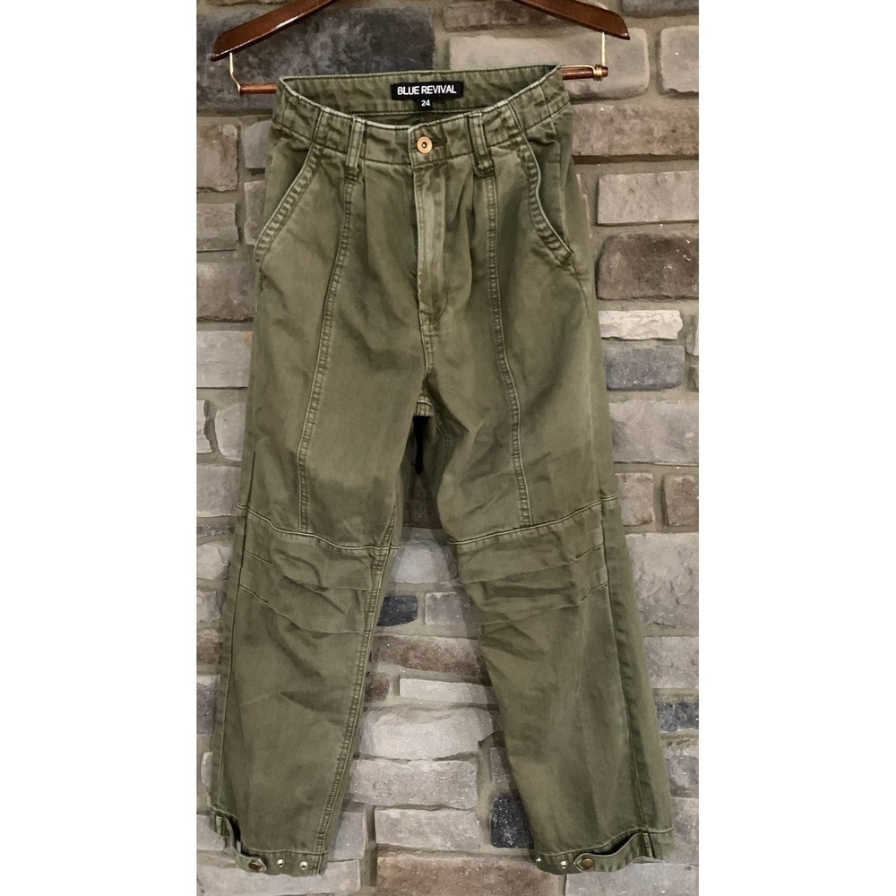 Blue Revival Green Utility Cargo Pants 24 Grunge Retro Streetwear Gorpcore - Picture 2 of 6